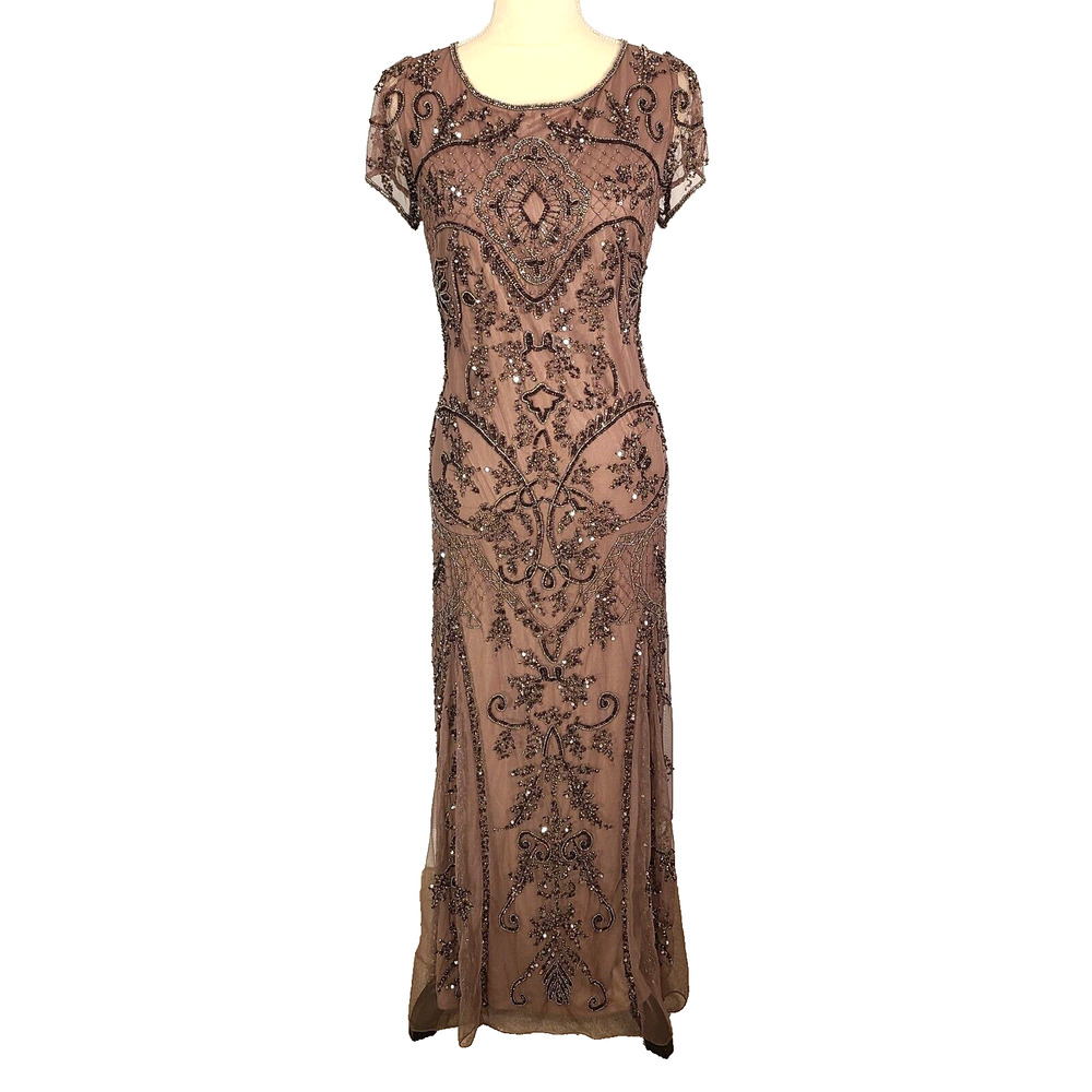 Pisarro Nights Beaded Gown 10 Embellished Mauve Purple Mother Of The Bride FLAW - Picture 1 of 16